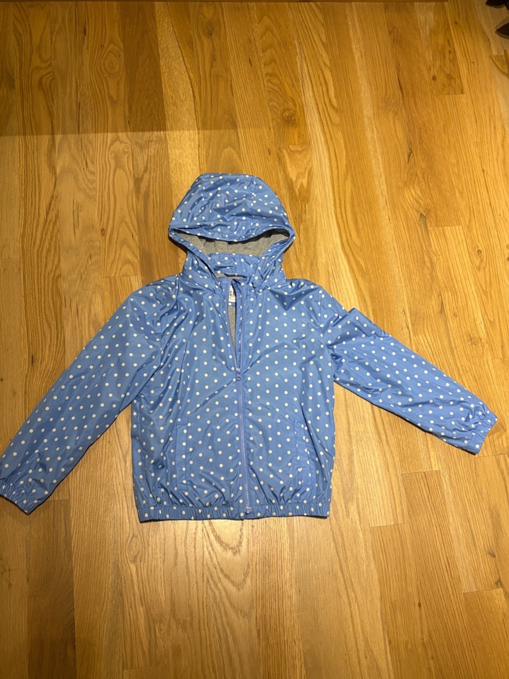 Girls Blue Polka Dot Raincoat Jacket